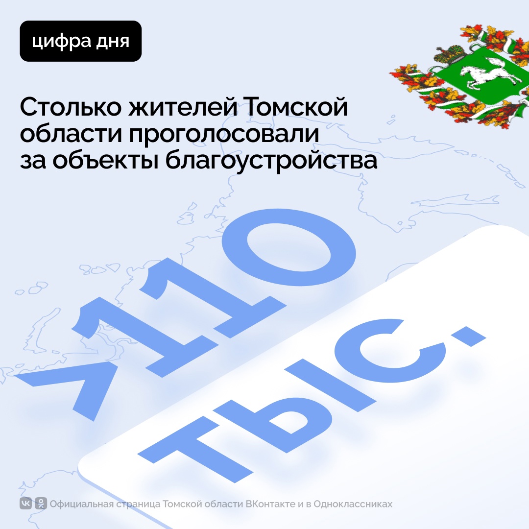 Более 110 тысяч жителей Томской области уже проголосовали за объекты благоустройства! ⁣.